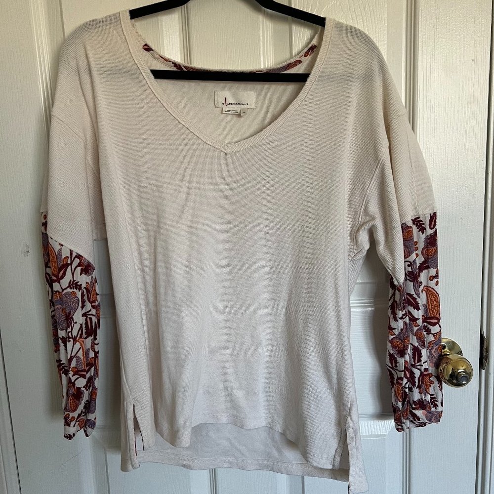 Anthropologie oversized fit long sleeve waffle long sleeve top XS